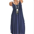 thumbnail image 2 of Robe Décontractée Plage Robe de Soleil Femmes Spaghetti Sangle Dentelle Broderie Robe Basique V Cou Drapé Multi Façon Robe Solide Robe Tunique, 2 of 2