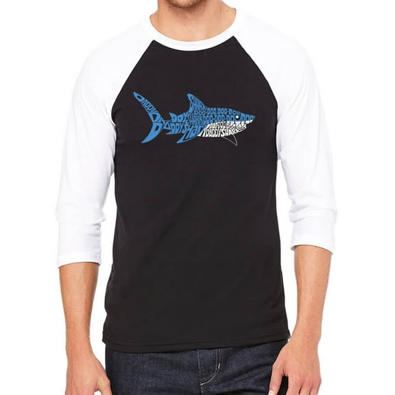 Men's Raglan Baseball Word Art T-shirt - Daddy Shark