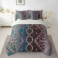 thumbnail image 2 of Homewish Adult Bohemian Abstract Bedding Comforter Set 7 Pieces, Teal Pink Hippie Aztec Full Bedding Set, Chic Old Fashion Reversible Fitted Sheet Flat Sheet, Lightweight Room Decor, 2 of 7