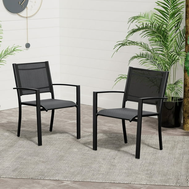 Outsunny Set of 2 Patio Dining Chair Outdoor Mesh Seat Heavy Duty