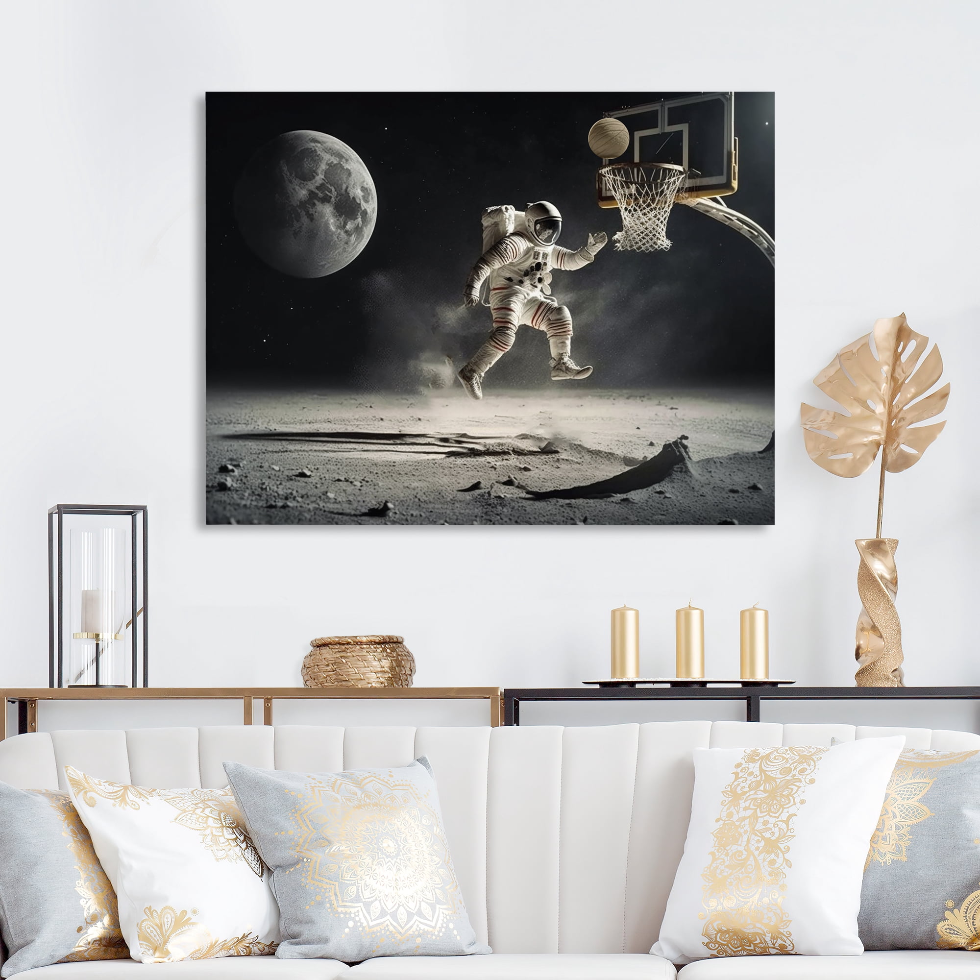 Designart Easy 2 Point On The Moon I Canvas Wall Art