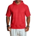 thumbnail image 2 of Short Sleeve Hoodies for Men Casual Vintage Mens Pocket T Shirts Kangaroo Pocket Red S, 2 of 8