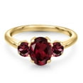 thumbnail image 3 of Gem Stone King 2.09 Ct Oval Red Rhodolite Garnet 18K Yellow Gold Plated Silver Ring, 3 of 6