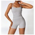 thumbnail image 2 of PISONIC Women 2 Pieces Workout Sets Tank Tops and High Waist Booty Lifting Shorts Gym Sets, 2 of 5