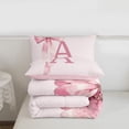 thumbnail image 5 of meiyoeat pink Bowknot Monogram A Full Size Comforter Sets,Watercolor Ribbon Initial Bedding Comforter Set,Pink Reversible,3 Pieces,1 Comforter and 2 Pillowcases, 5 of 7