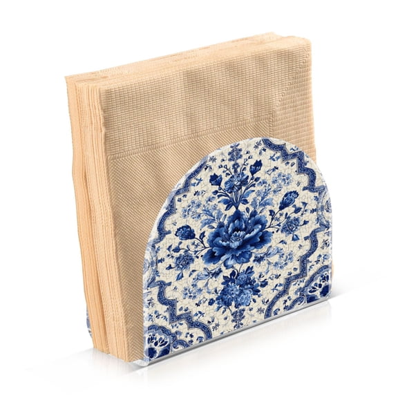 Napkin Holder for Table Kitchen Paper Tissue Organization Standing Paper Napkin Storage Blue and White Porcelain-style