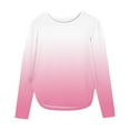 thumbnail image 2 of UQJfacai Girls Long Sleeve Shirts Kids Gradient Graphic Crewneck Tops Fall Curve Hem Side Slit Casual Cute Blouses Tee 3-12 Years, 2 of 7