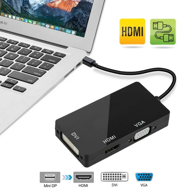 3 In 1 Mini Displayport To Dvi Vga Hdmi Tv Adapter Thunderbolt Cable Gold Plated For Apple Macbook Pro Imac Mac Mini Surface Pro Lenovo Black Walmart Com Walmart Com