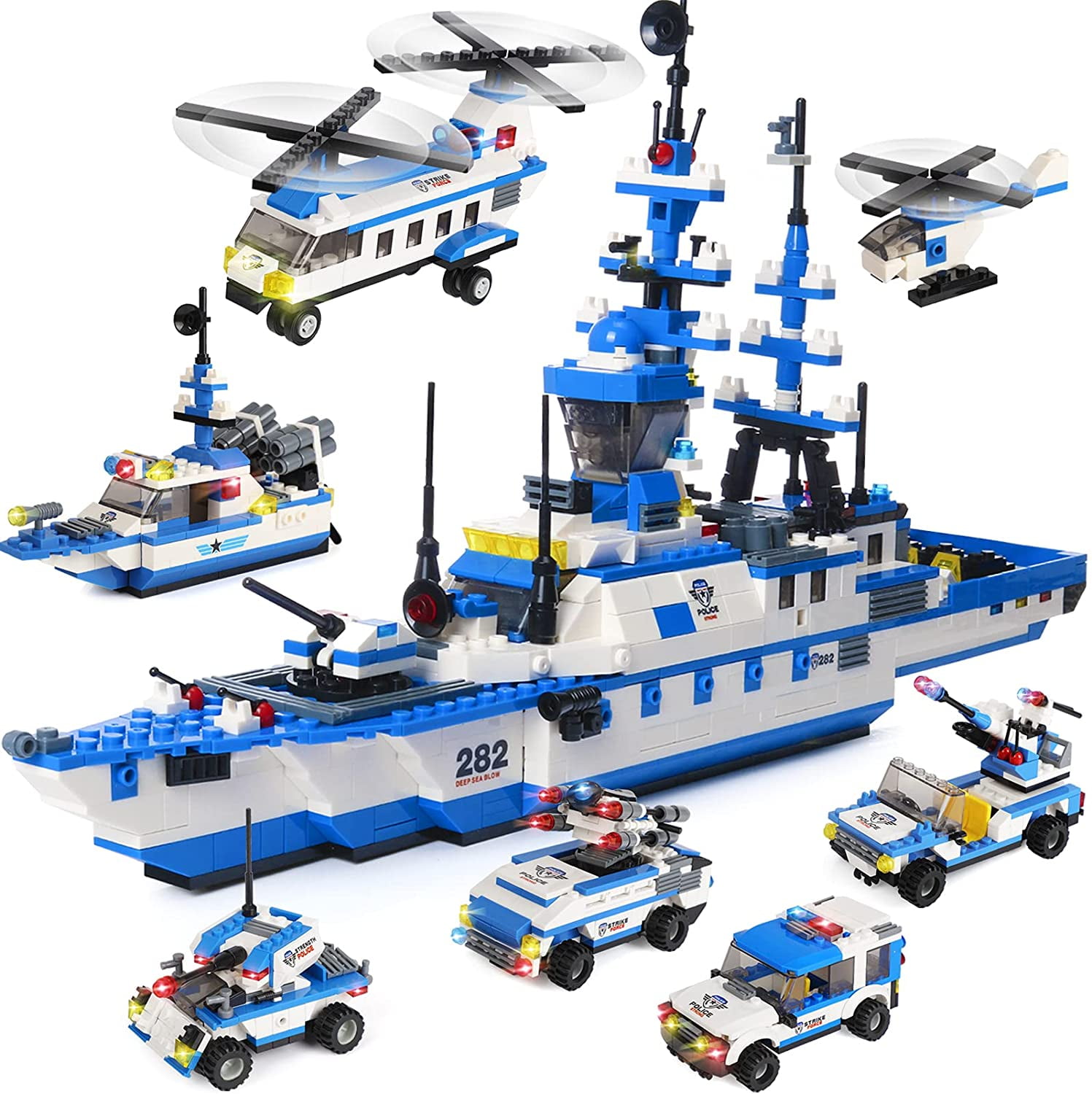 Military Battle Ship Boat Aircraft Puzzle Building Block Bricks Toys DIY Gifts 