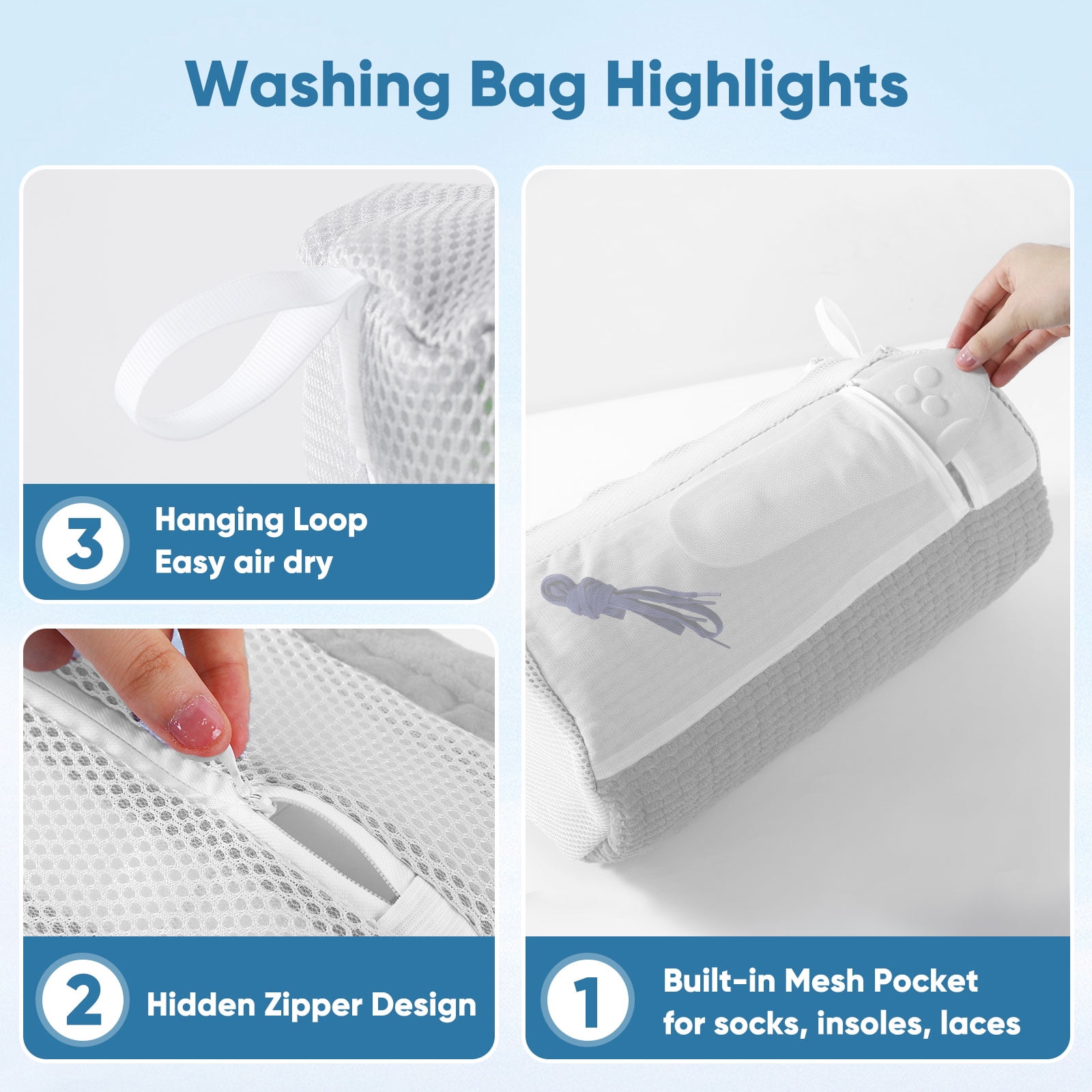 Avoalre Shoe Washing Bag for Washing Machine, Deep Cleaning Laundry Shoe Bag with Shoe Tree, Durable & Reusable for Various Shoes
