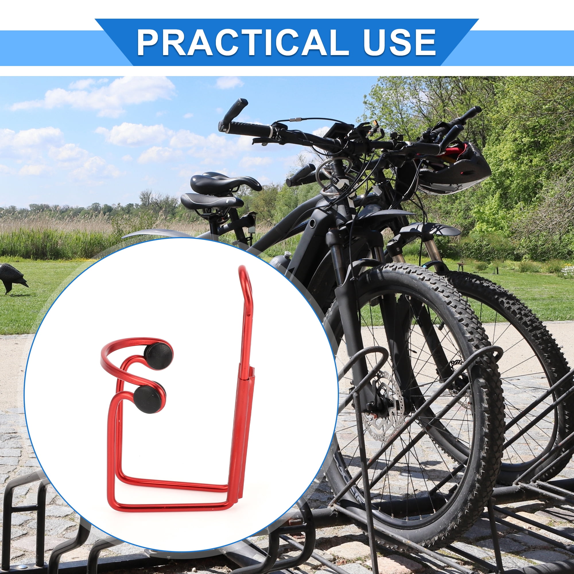 Unique Bargains Bicycle Bottle Cage Cycling Mountain Water Carrier Rack Lightweight Red