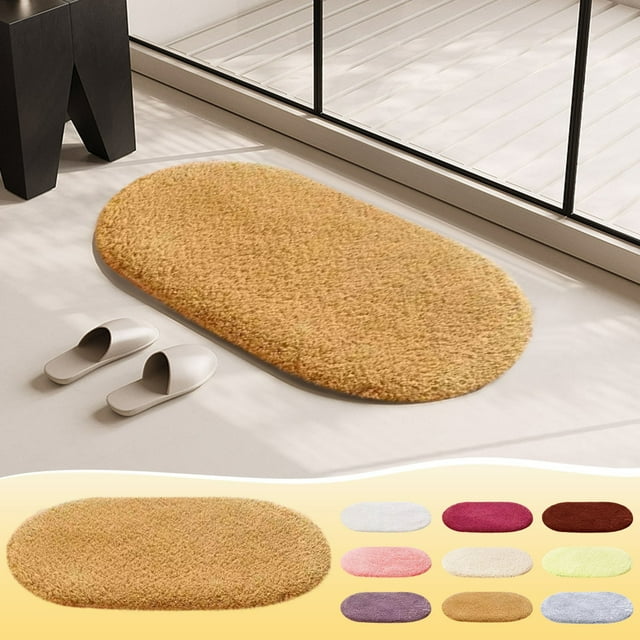 Tapete absorbente para baño | Espuma ovalada antideslizante de microfibra | Moqueta de 23,62x35,43 pulgadas | Alfombra de acceso de secado rápido | Tapete decorativo suave y lavable para el hogar