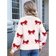 thumbnail image 5 of Women Cute Knit Sweater Y2k Long Sleeve Crew Neck Knitted Pullover Top Oversized Going Out Fall Winter Knitwear Red M, 5 of 9