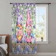 thumbnail image 4 of Blue Purple Gnomes Sheer Curtains 63 Inches Long, Spring Hydrangea Flower Leaf Green Plaid Light Filering Curtains, Breathable Simi Curtain Privacy Drapes for Living Room Bedroom Window Treatment, 4 of 9