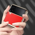 thumbnail image 3 of ELEHOLD for Samsung Galaxy Z Flip 4 Plating Leather Case,Lychee Pattern Leather Premium Leather Shockproof Electroplated Protective Case for Samsung Galaxy Z Flip4 2022,Red, 3 of 9