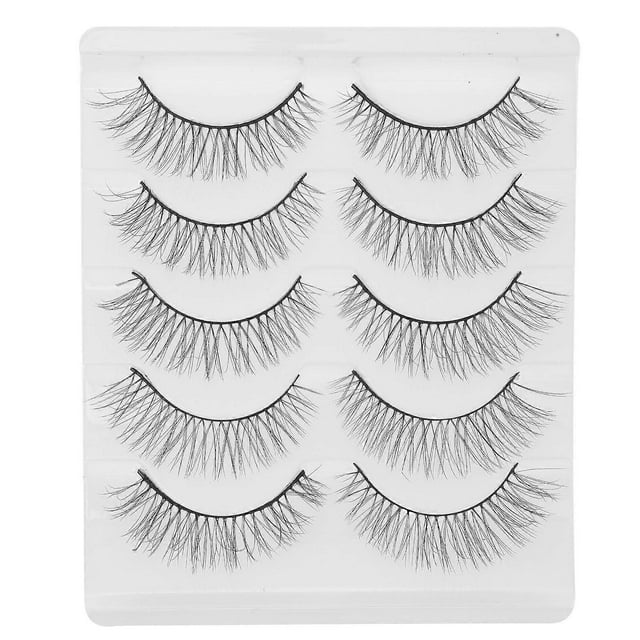 Fiber False Eyelashes 5 Pairs Natural Lightweight Makeup Lashes for Women Enhance Eye Charm Daily Wear