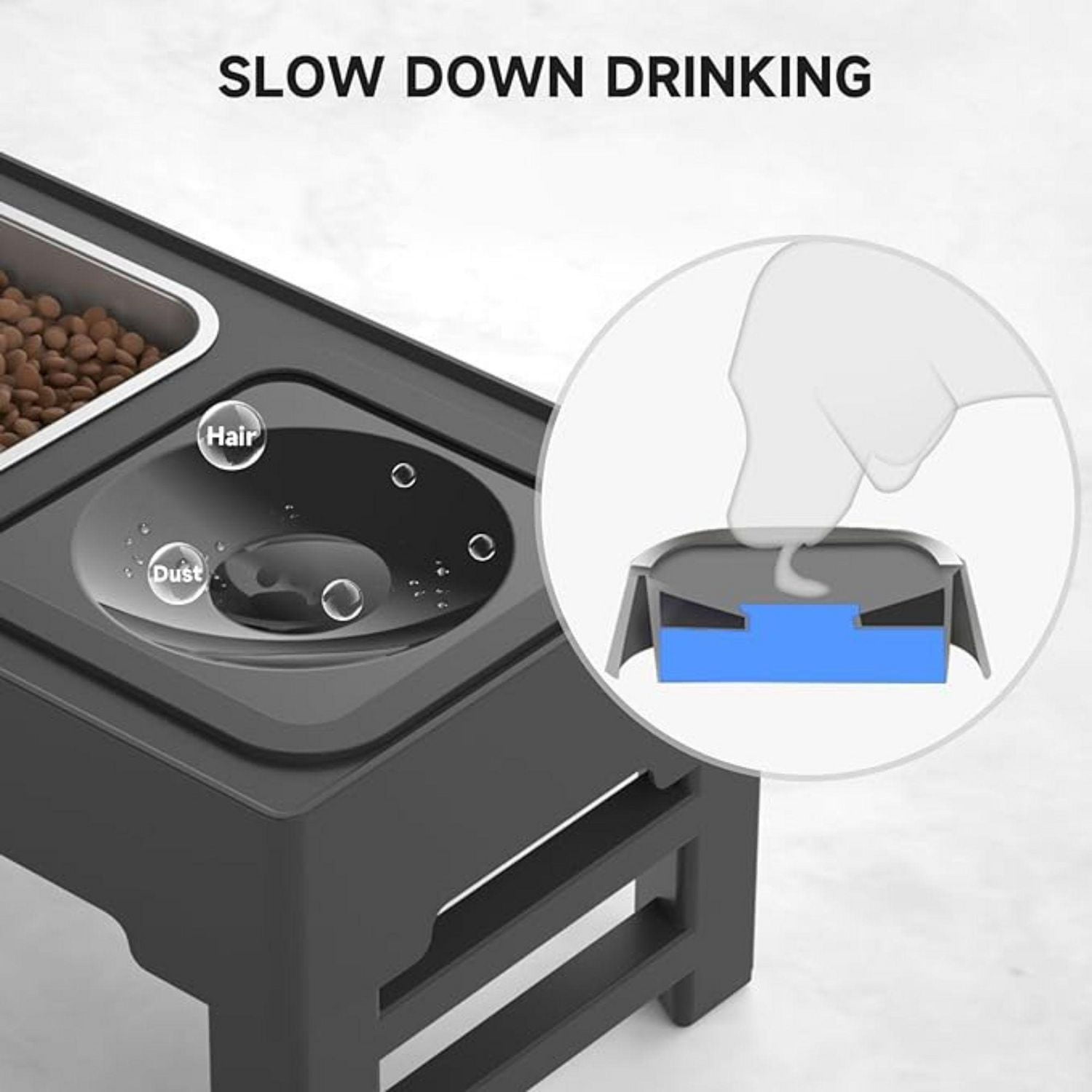 Station d’alimentation surélevée 2 en 1 Els Pet (bol en acier inoxydable + bol flottant)