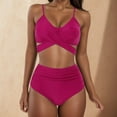 thumbnail image 3 of Siilsaa Women Wrap Bikini Set Push Up High Waisted 13 Piece Swimsuits Wine,XL, 3 of 4