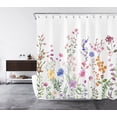 thumbnail image 2 of HVEST Spring Floral Shower Curtain for Bathroom,Rustic Blue and Pink Wildflower Green Leaf Plant on White Fabric Shower Curtain with Hooks,Country Nature Bathroom Curtains Shower Set, 69x70 inches, 2 of 6