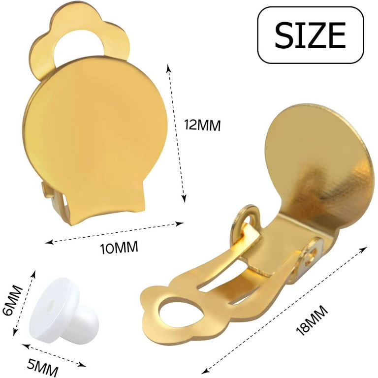 10mm Flat Pad Gold Brass Clip-On Earring Backs, 4 Pair