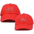 thumbnail image 1 of DALIX Father Son Bicycle Tricycle Matching Ball Cap Embroidered Hat Set in Red, 1 of 7