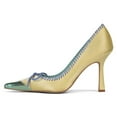 thumbnail image 2 of FSJ Women Graceful Bowknot Pumps Cap Toe Slip On Sexy Color Matching Stiletto High Heels Fashion Dressy Shoes Size 15 Yellow Green, 2 of 5