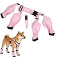 thumbnail image 2 of Dog Full Leg Protectors with Suspenders, Warm Fleece Lined Dog Boots & Leg Guards with Anti-Slip Soles, for Outdoor Walking in Rainy Snowy Days, Pink, 2 of 8