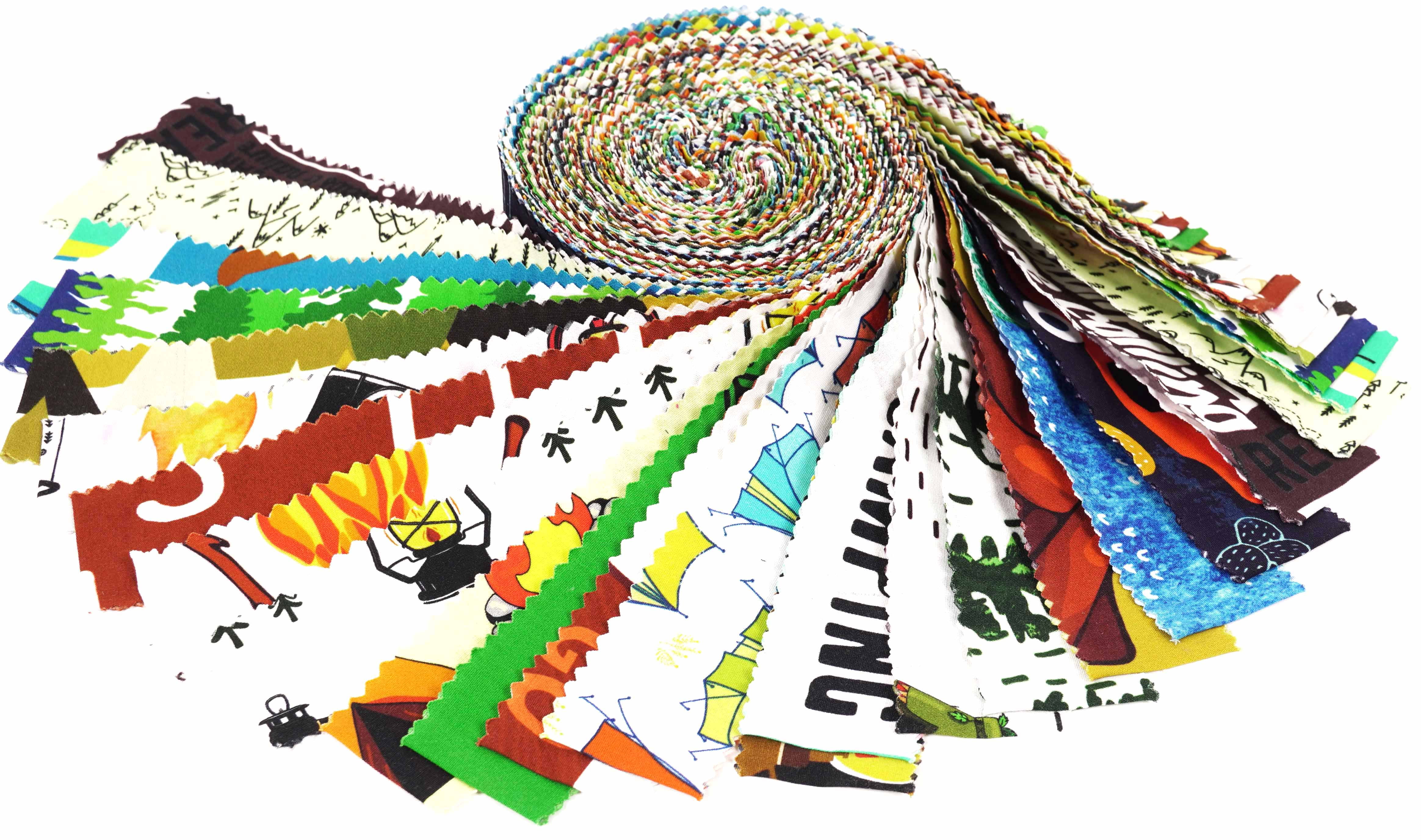 Soimoi 40Pcs Camping Print Cotton Precut Fabrics For Quilting Craft Strips 2.5x42inches Jelly Roll - Multicolor