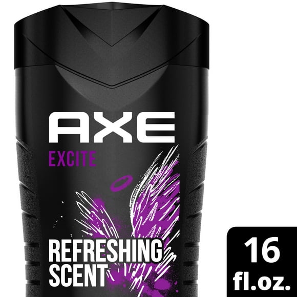 AXE Men's Liquid Body Wash 12H Refreshing Scent Excite Crisp Coconut & Black Pepper, 16 oz