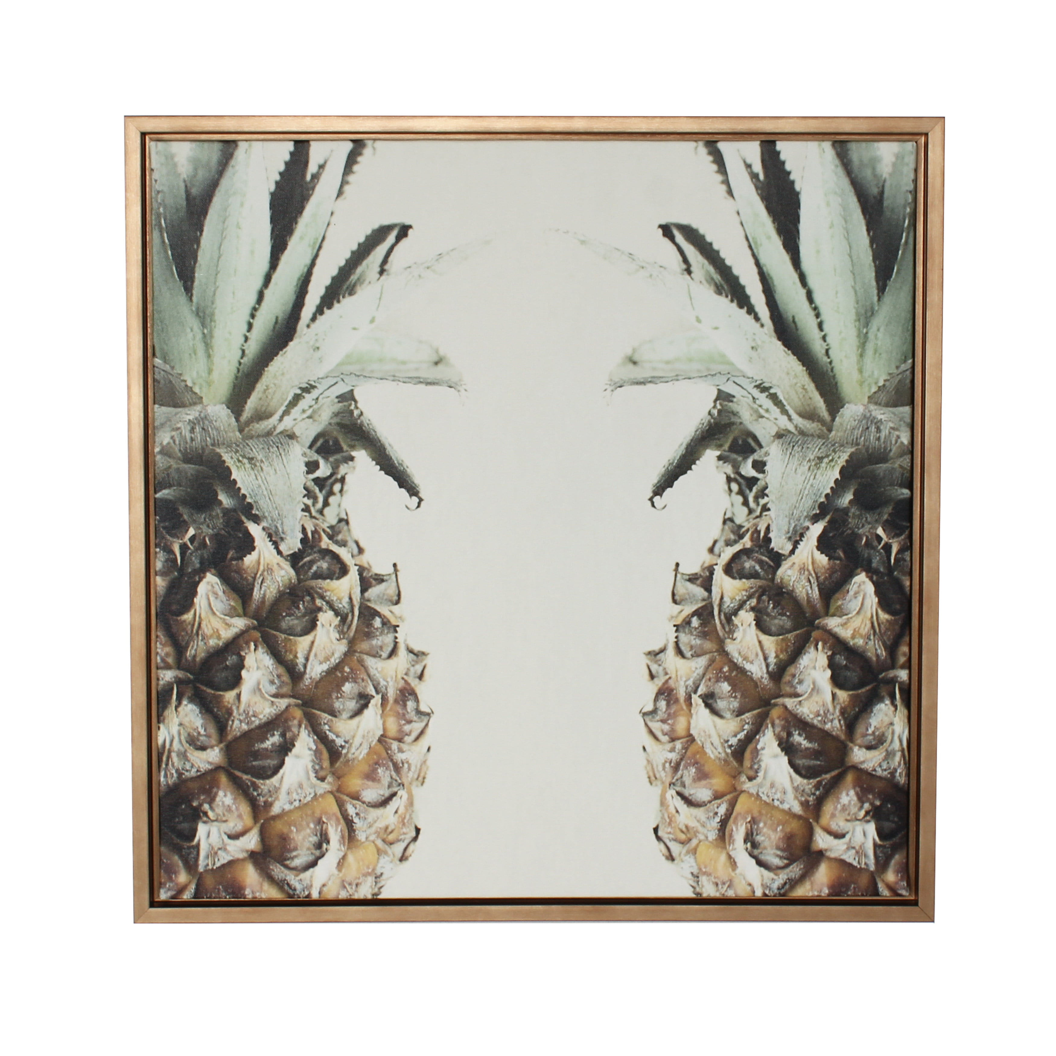 Kate and Laurel Sylvie Symmetrical Pineapple Framed Canvas Wall Art by F2  Images, 24x24 Gold