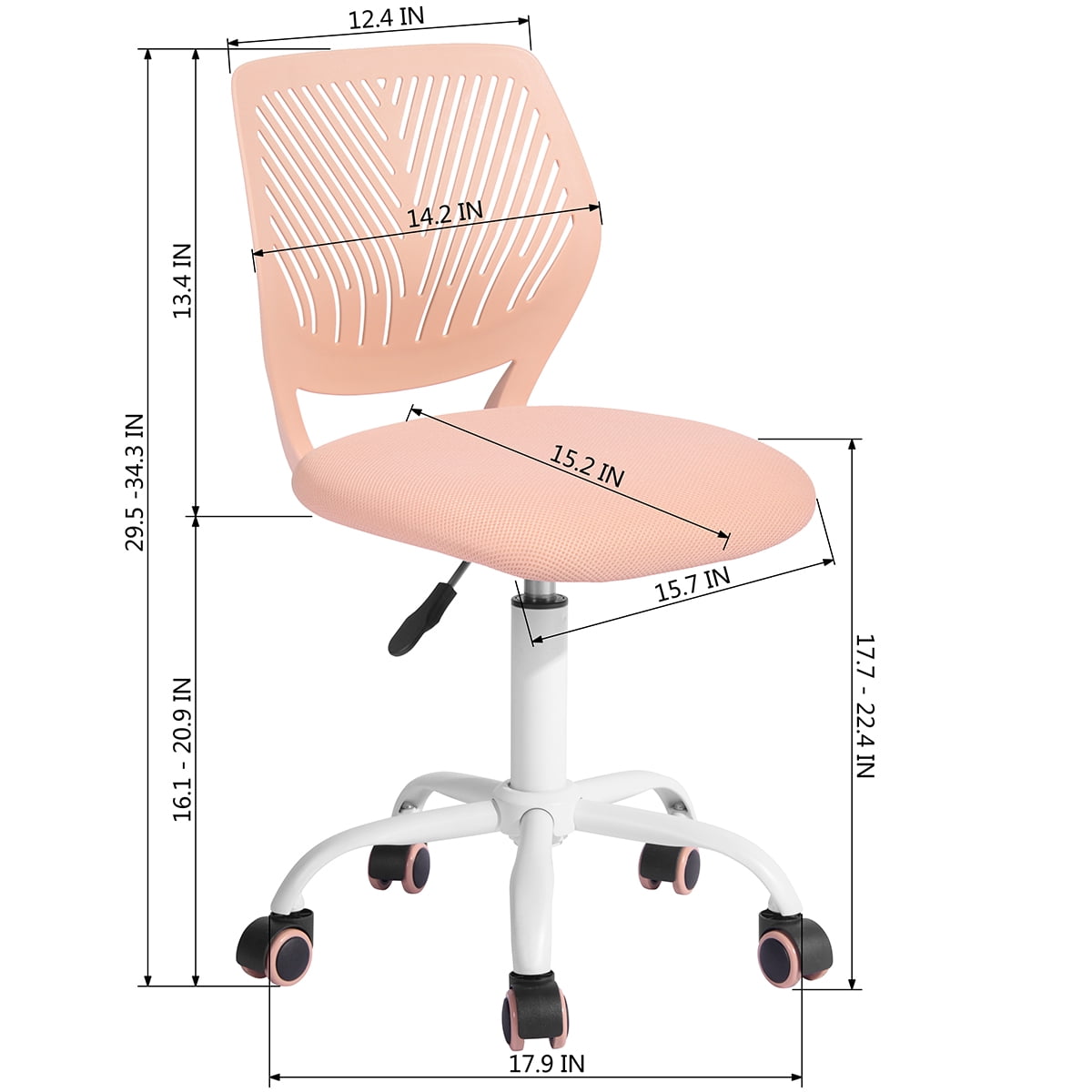 Homy Casa Mesh Task Office Chair, Adjustable Pink Desk Chair
