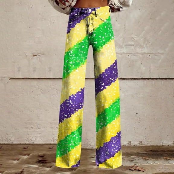 frariair Flare Jeans for Women Loose Fashion Plus Size Printed Casual Pants Black