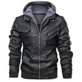 thumbnail image 1 of Chaqueta de motociclista de cuero sintético para hombre, chaqueta elegante, reflectante, retro, informal, de moda, para primavera y otoño, 1 of 5
