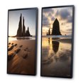 thumbnail image 3 of Designart "Time-Worn Rocks Sculpted by Sunset I" Beach & Ocean Framed Wall Art Set Of 2 - Coastal Brown Frame Gallery Set For Office Decor, 3 of 6