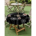 thumbnail image 3 of Outdoor Tablecloth with Umbrella Hole and Zipper, Black Dandelion Round Table Cloth 54 Inch Waterproof Tablecloth, Spring Modern Minimalist Country Flower Picnic Table Cover for Patio Camping, 3 of 7