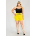 thumbnail image 2 of Plus Size High Waist Sculpting Shorts With Faux Leather Belt - Yellow, 2 of 6