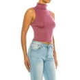 thumbnail image 6 of Women's Ribbed Sleeveless High Turtleneck Fitted Knit Crop Tank Top, 6 of 6