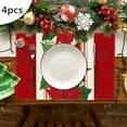 4PCS Christmas Placemat Flax Tablecloth Thermal Mat Kitchen Table Mat