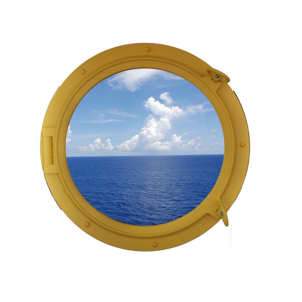 Yellow Porthole Window 24" Porthole Window Nautical Wall Hanging