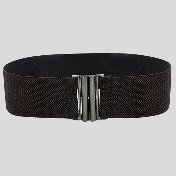 Leather Belts Buckle Stretch Dress Belt Lady Elastic Waist Wide Belts Women Wide Fashion Belt,Brown Polyester Belt