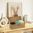 thumbnail image 5 of Seagrass Storage Basket with Lid Wicker Storage Basket with 3 Sections,NOGIS Woven Shelf Basket for Toiletries Tampon Storage, Seagrass Basket for Shelf Bathroom Toilet Table Counter,Coffee, 5 of 7