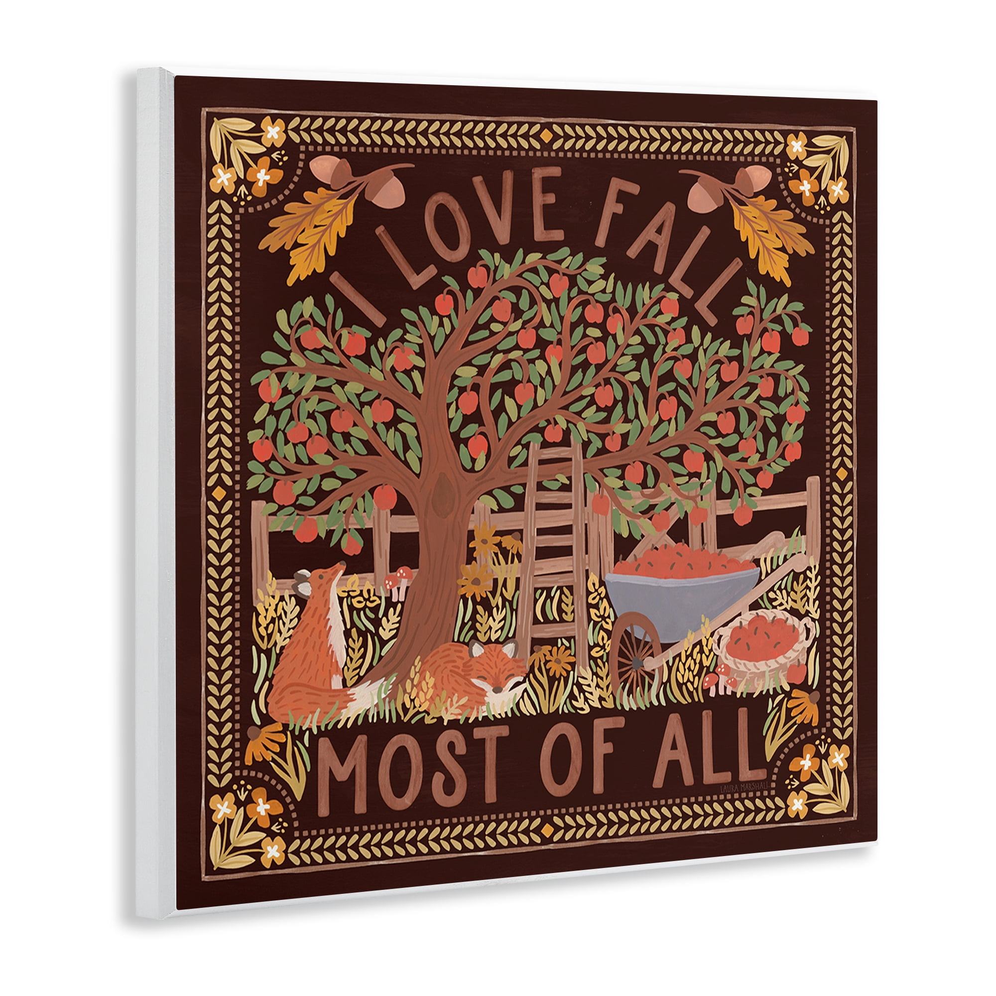 Stupell Industries Love Fall on Brown Landscape Painting Unframed Art Print Wall Art, 12 x 12