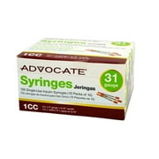 Advocate .5cc Single-Use Insulin Syringes, 31 gauge, 10 count, 10 pack