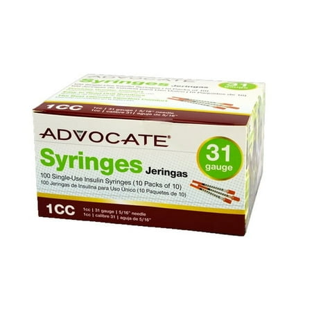 Advocate .5cc Single-Use Insulin Syringes, 31 gauge, 10 count, 10 pack