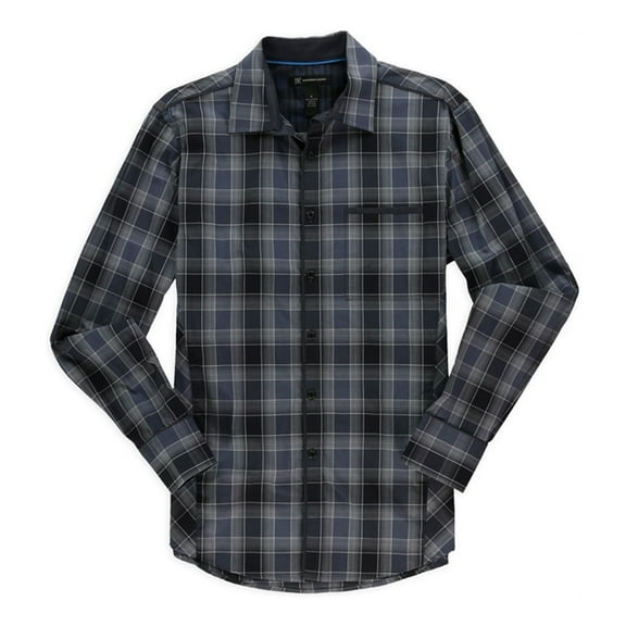 Mens Soft Plaid Button Up Shirt grey S