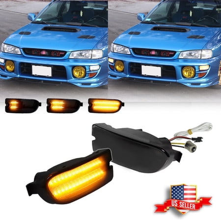 GTINTHEBOX Smoke Sequential Switchback LED Front Signal Lights For 1999-2001 Subaru Impreza