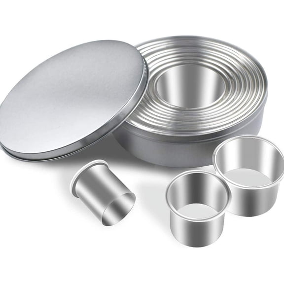 Cterwk 12 Piece Round Biscuit Cutter Set Stainless Steel Cookie Cutters for Kitchen, Baking