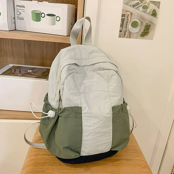 Lightweight backpack For Middle School,cute SchoolBags,Laptop Bookbag Women,Travel Rucksack For Sports,carry on backpacks for High School(Green with gray)