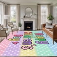 Cartoon Washable Area Rug 5x7 Colorful Stripes Geometric White Star ...