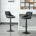 thumbnail image 6 of Art Leon Modern Open Back Barstools, Set of 2, Swivel Adjustable Height PU Leather, Black, 6 of 8